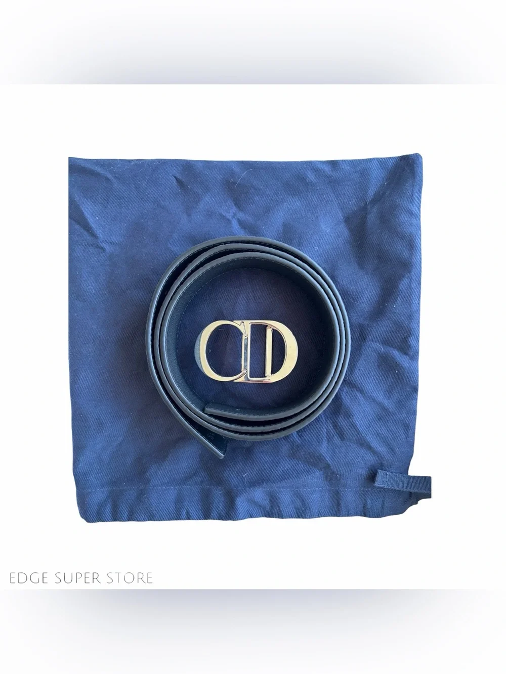 Dior Men's Black Leather CD Logo Buckle Belt Silver Tone 95/38 New w Box and Bag